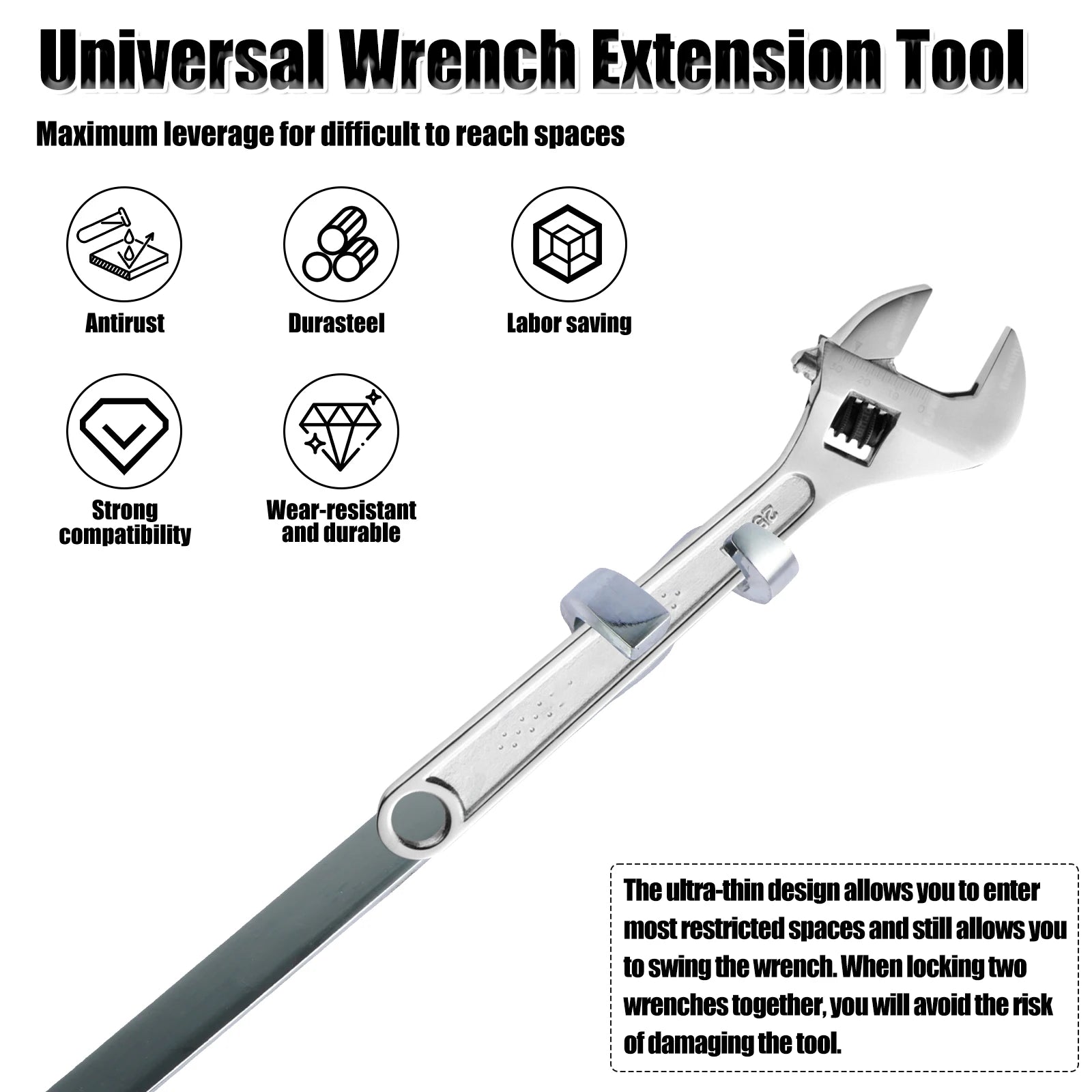 Universal Wrench Extension Tool Bar 15/13inch Adjustable Torque Wrench Extender Torque Amplifier Tools Lever Arm Extension