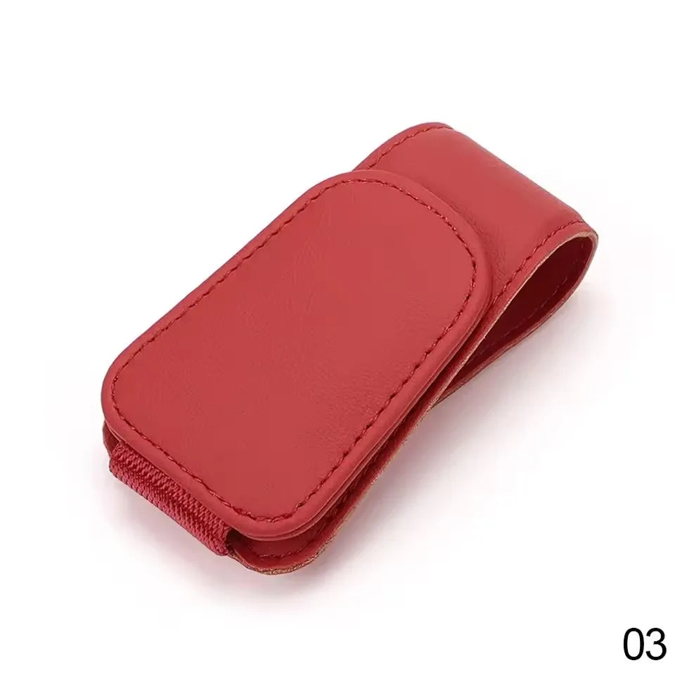 Universal Car Auto Sun Visor Eyeglass Hanger Clip Leather Glasses Holder Magnetic Multi-Function Automobile Accessories Storage