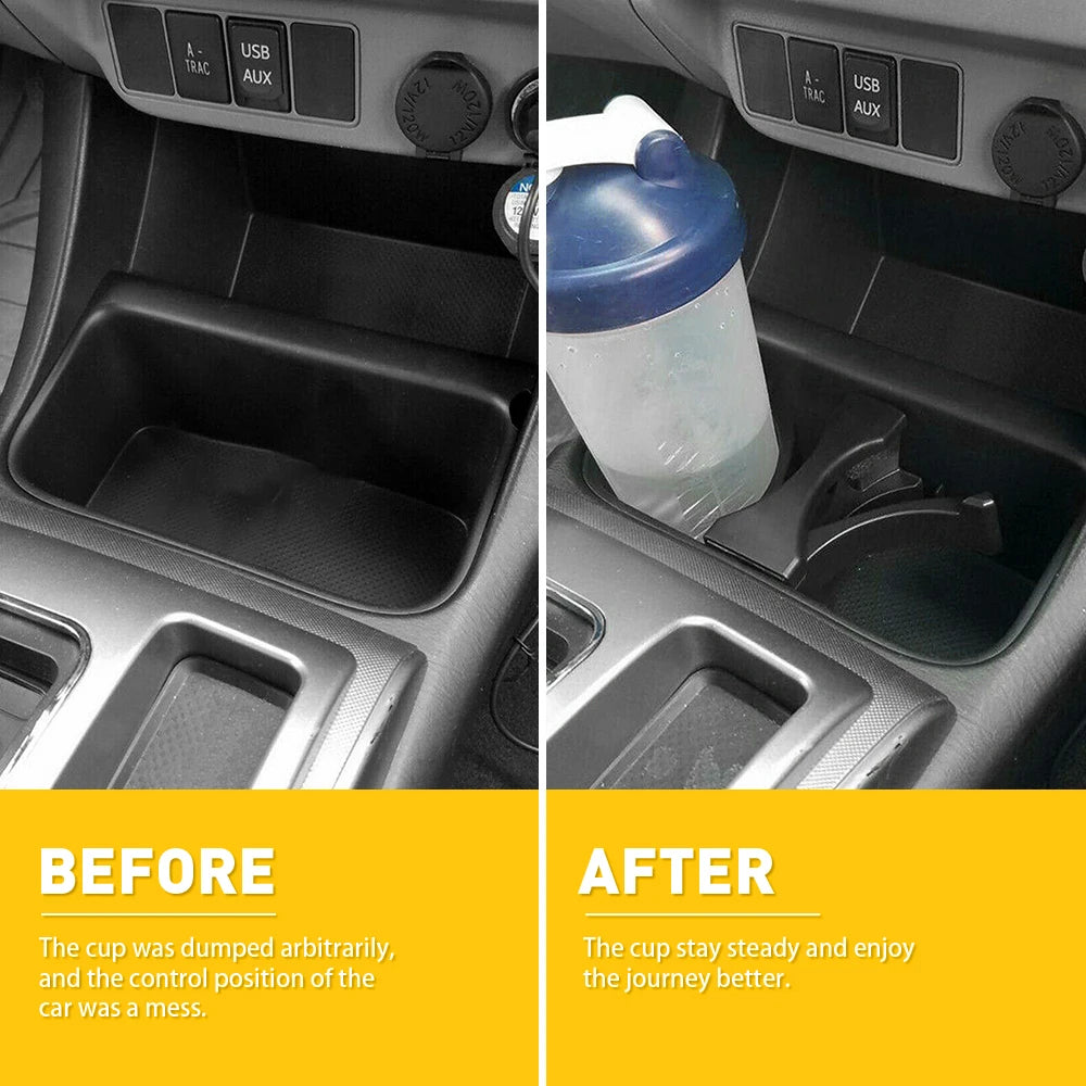 Center Console Cup Holder Insert Divider Black For Toyota Tacoma 2005 2006 2007 2008 2009 Sequoia 2008-2016 Car Accessories