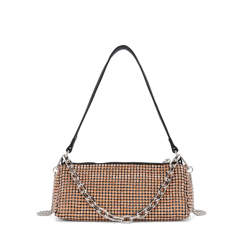 Rhinestone chain bag Internet celebrity fashion portable small square bag shoulder messenger women's bag handbag