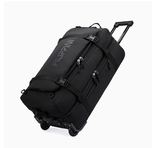 Men Foldable Trolley Bag Travel Backpack Large Capacity Backpack Trunk Organizer Portable Wheeled Bag Carry-On Bag for Men Women