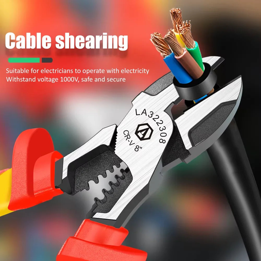 LAOA VDE Wire Cutters 7'' 8'' Insulated Combination Diagonal Needle Nose Pliers Electrician Tool High Voltage 1000V Resistance