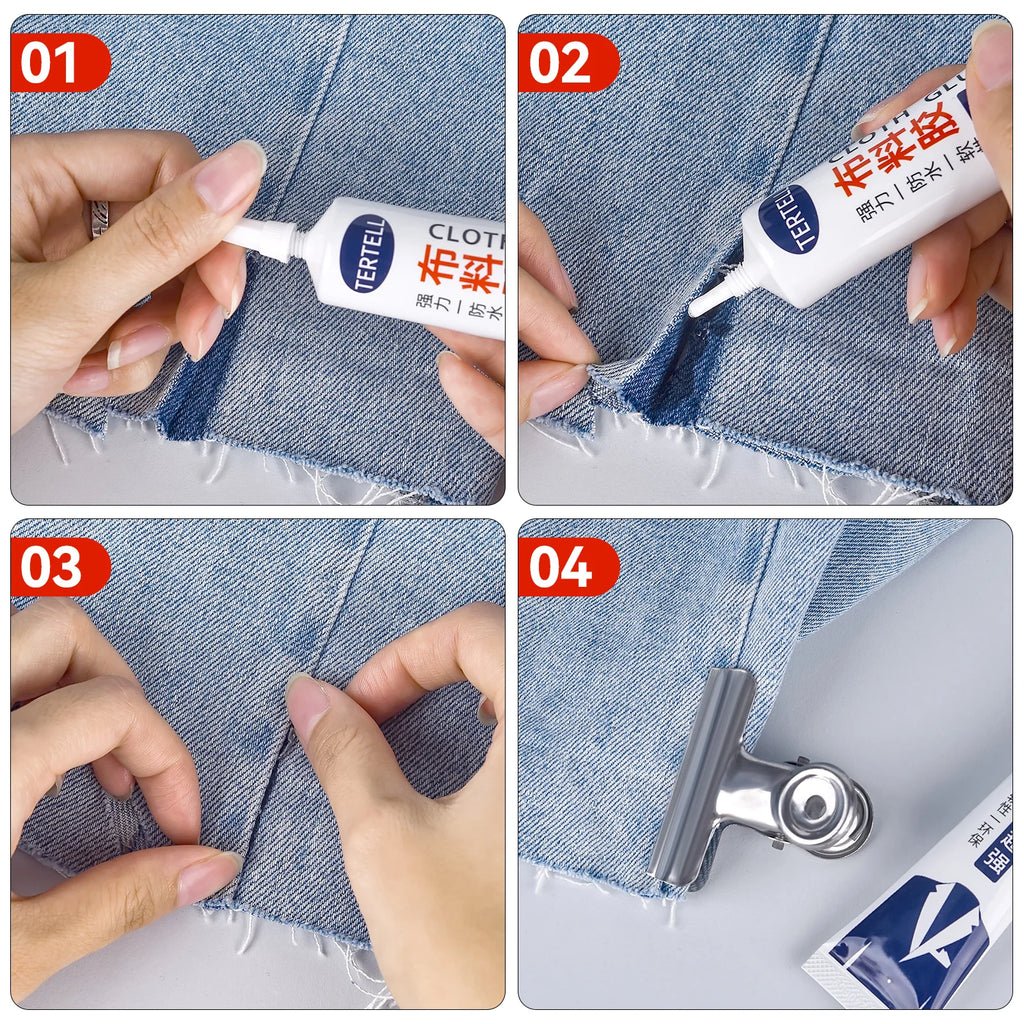 Fabric Glue Quick Dry Fabric Patching Glue Versatile Fabric Repair Seam Adhesive Waterproof for Clothing Textiles