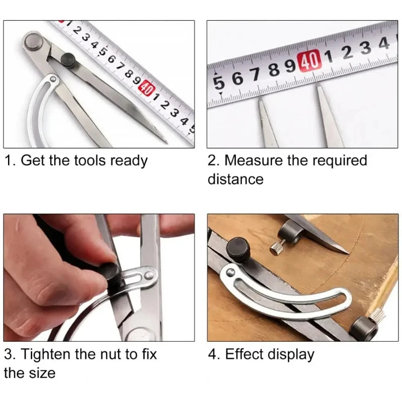 For Industrial All Steel Marking Stainless Steel Spacing Compass Adjustable Handmade Leather Rotating Diy Tool Edge Creaser