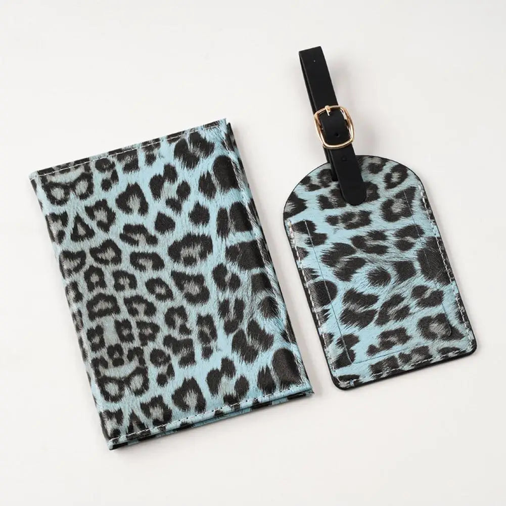 Leopard Print PU Leather Passport Cover Holder  Travel Accessories Set Slim Wallet Ultra-thin Cardholder Pouch ID Card Slot