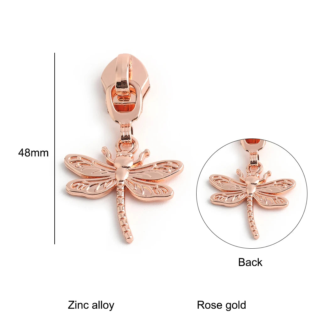 10/40/100PCS Owl/Dragonfly/Bee/Butterfly Shape 5# Nylon Zipper Sliders For Decorative Zipper Tab Bags Pocket Sewing Accessories