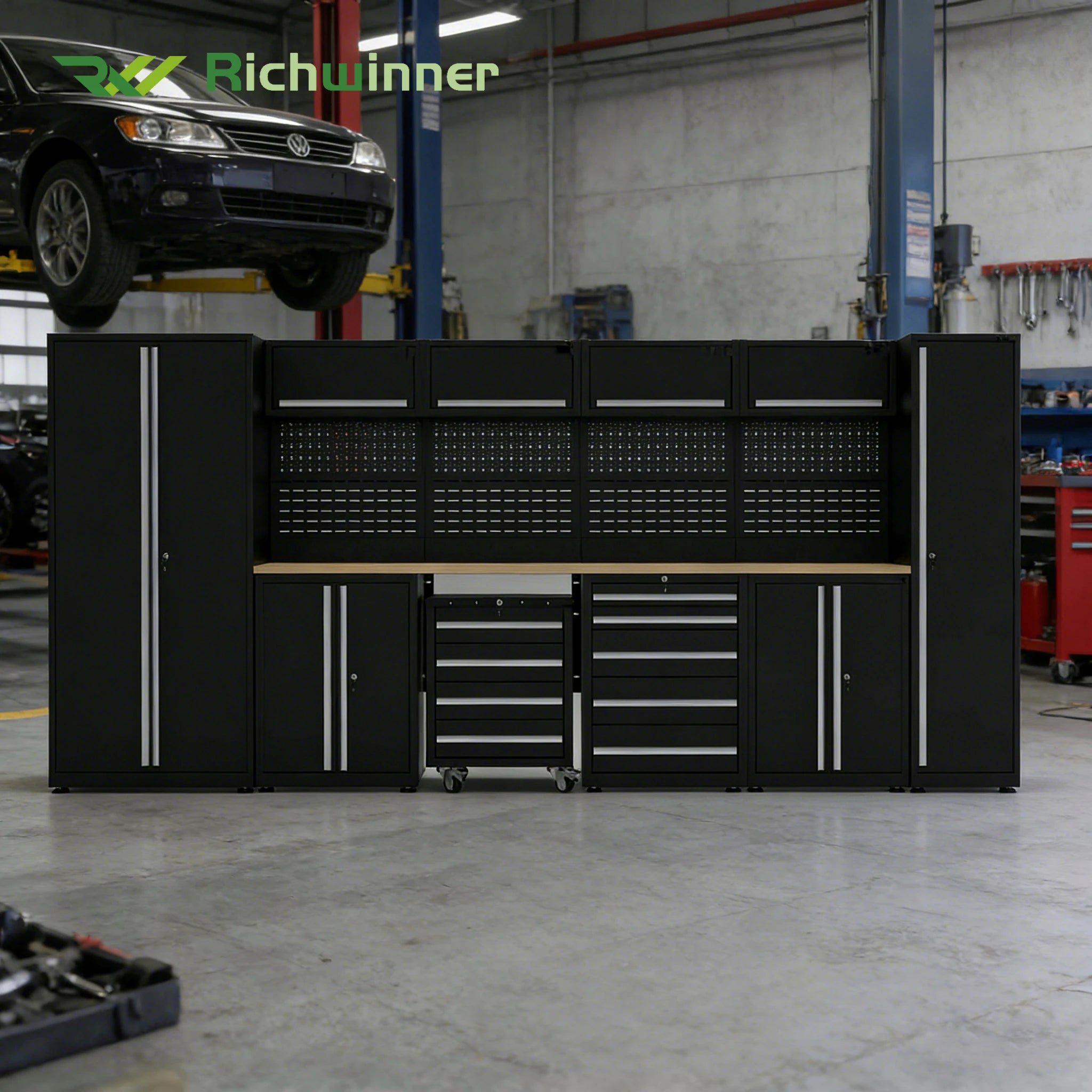 High Strength Metal Tool Cabinet with Universal Wheel Trolley Garage Hardware Storage Chest Professional Mechanic Organizer