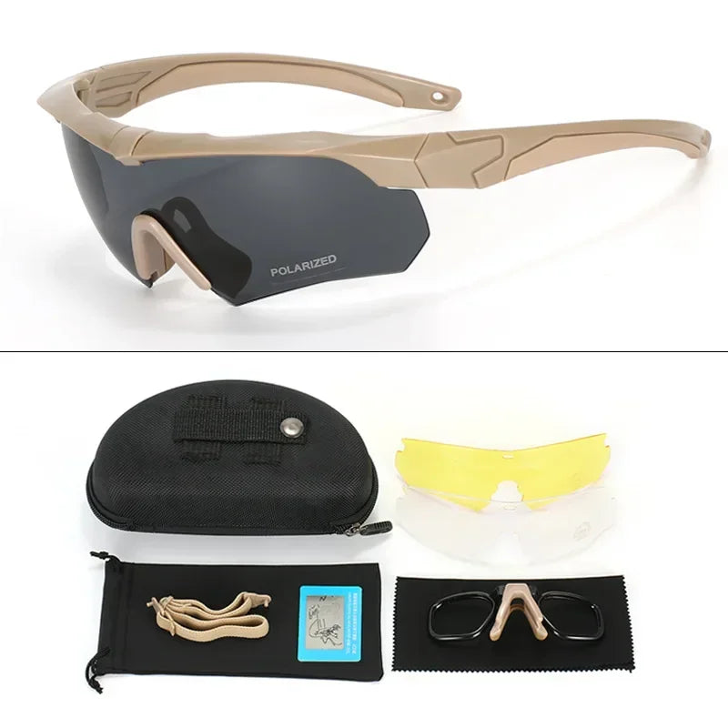 Tactical Windproof Shockproof Goggles 3 HD Interchangeable Lenses for Airsoft Motocross Mountaineering Outdoor Eye Safety Gear