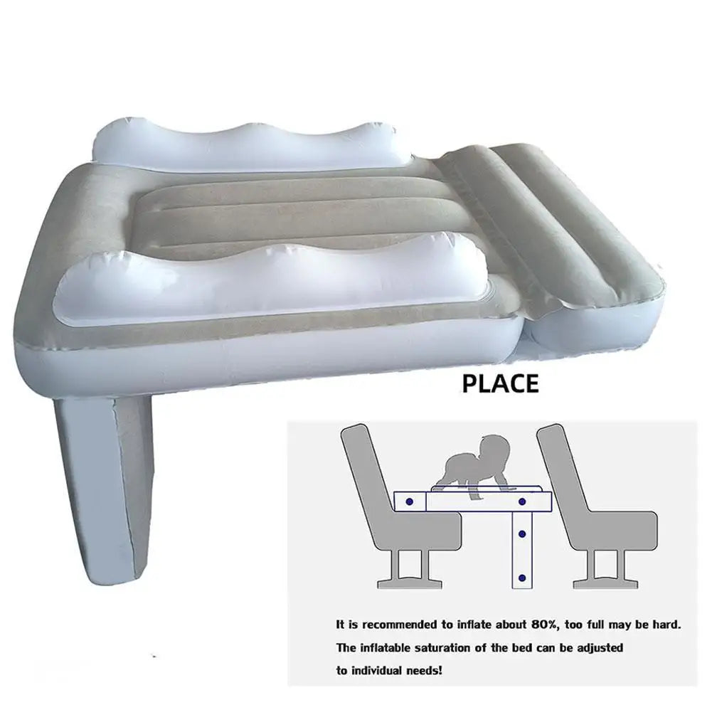Portable Toddler Inflatable Airplane Bed Kids Car Rear Seat Extender Mattress Thickened Flocking Travel Sleep Mat