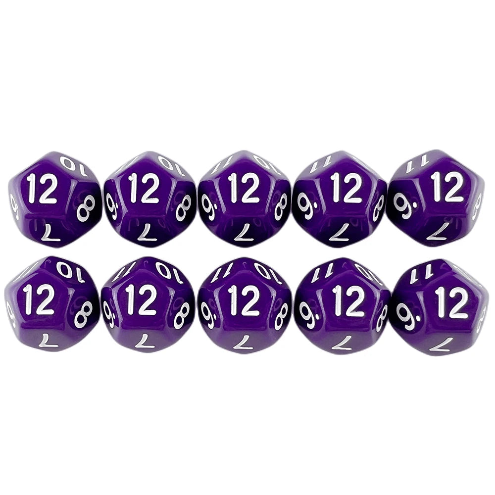 D12 Polyhedral Dice 18mm TRPG DND Digital Dice Game Set 12 Sides 10Pcs for Board Game