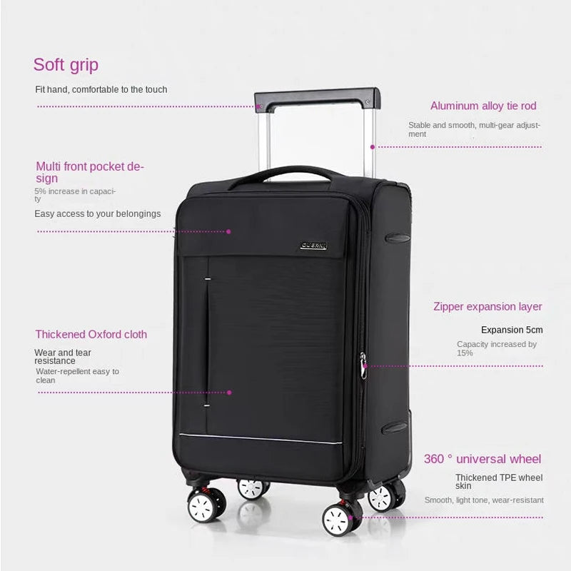 20-32-inch Thickened Oxford Fabric Travel Suitcases with Brake Wheels and Laptop Bag Scalable Carry on Luggage valise voyage