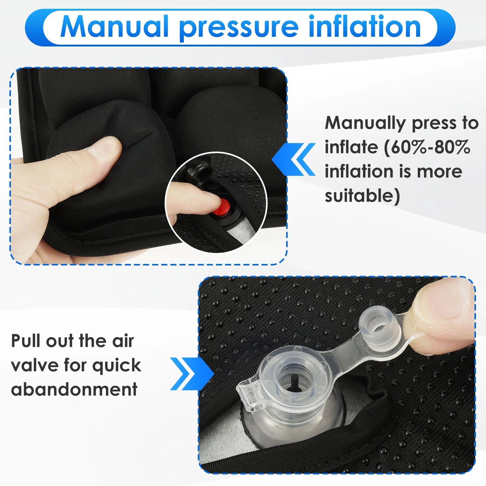Inflatable Seat Cushion 3D Air Bags Travel Cushion Lightweight Breathable Anti Pressure Ulcer Cushion for Car Office Chair Home