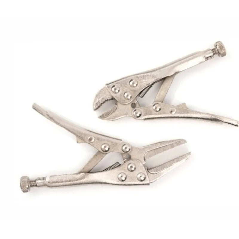 2Pcs/Set 5-Inch Mini vice Grip Locking Pliers Long Nose 4-Inch Curve Jaw Labor-Saving Welding Clamp for DIY Home Hand Tools
