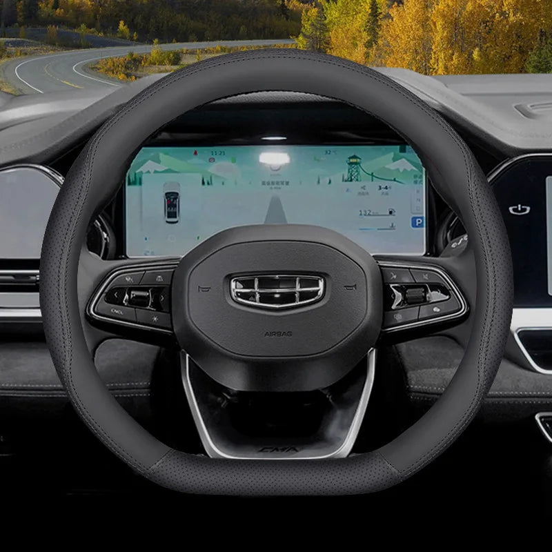 Car Nappa Leather Non-slip Steering Wheel Cover For Geely Emgrand GL GS EV450 Xingyue L S Boyue L Cool Yinhe L7 Xingyao 8 Binrui