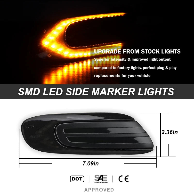 iJDM Dual-Color White/Amber Sequential Blink Fender Side Marker Light for MINI Cooper F55 F56 F57 Turn Signals/DRL/Parking Light