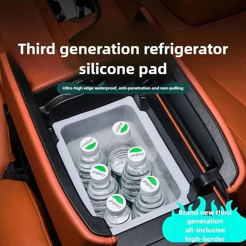 For GWM Wey 07 Car Central Control Armrest Box Refrigerator Silicone Pad Partition Storage Water Cup Holder Non-Slip Organizer