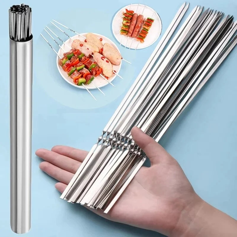 10/20/50Pcs Stainless Steel Barbecue Skewers, Reusable BBQ Kebab Skewers for Outdoor Camping, Picnic Tools, Cooking Tools