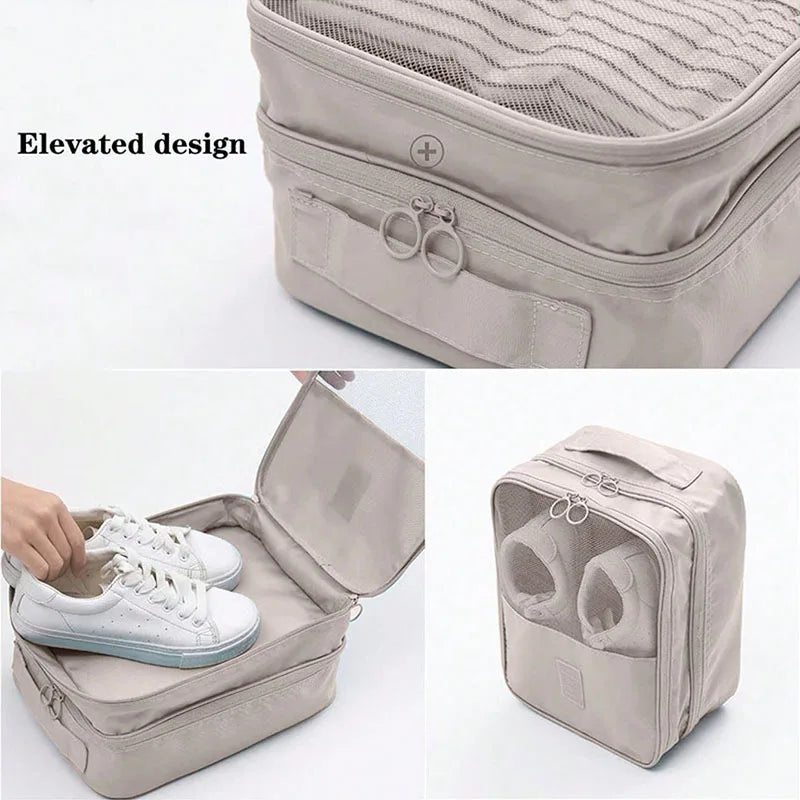 New Travel Shoe Bag Storage Bag Washed Diagonal Breathable Mesh Multiple Pairs of Shoes Portable Shoe Box for Business Trips