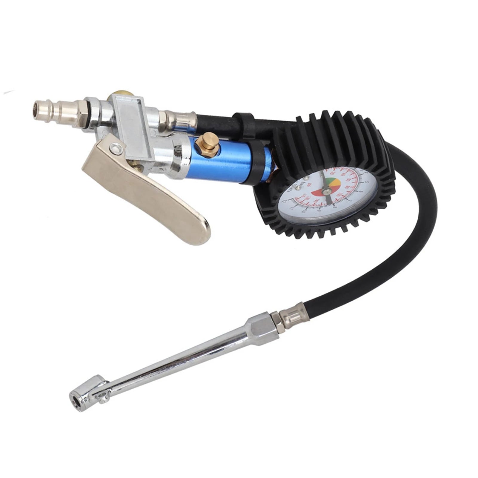 Inflator Gun Tire Inflator Gauge Pump Gun 12  Self clamping Tire Inflator with Air Pressure Gauge and Quick Air Connector