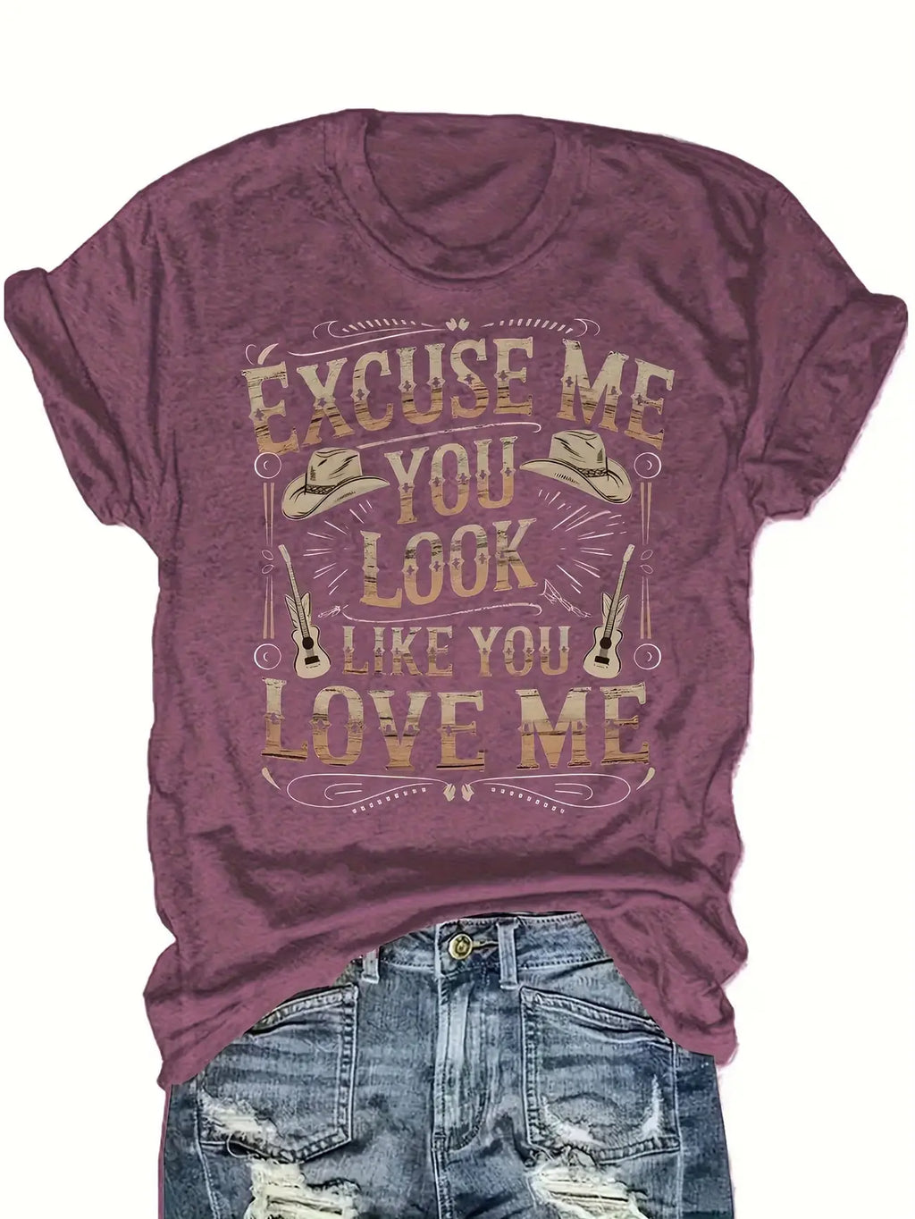 Plus size women's short sleeve T-shirt Excuse Me You Look Like You Love Me soft and comfortable fabric summer outfits women's