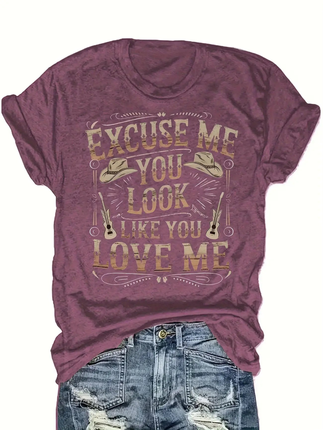 Plus size women's short sleeve T-shirt Excuse Me You Look Like You Love Me soft and comfortable fabric summer outfits women's