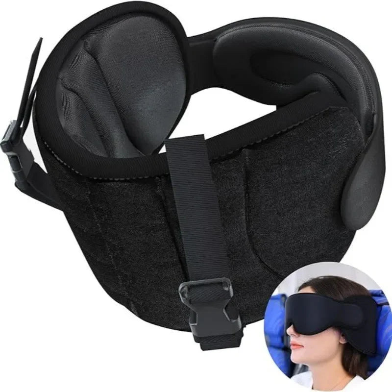 Modal cotton zero pressure blackout 3D sleep eye mask neck pillow, blackout breathable travel neck pillow with eye mask