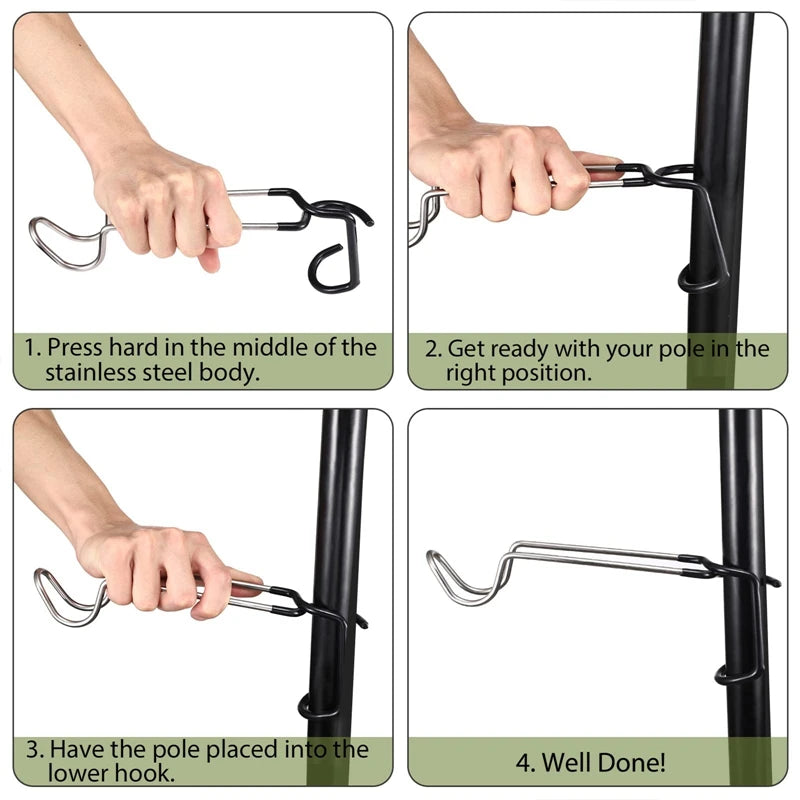 1/2 Pcs Stainless Steel Lantern Stand Hook Camping Tent Pole Hook Lantern Holder Hanger Clips for Camping Light Hooks, Grill