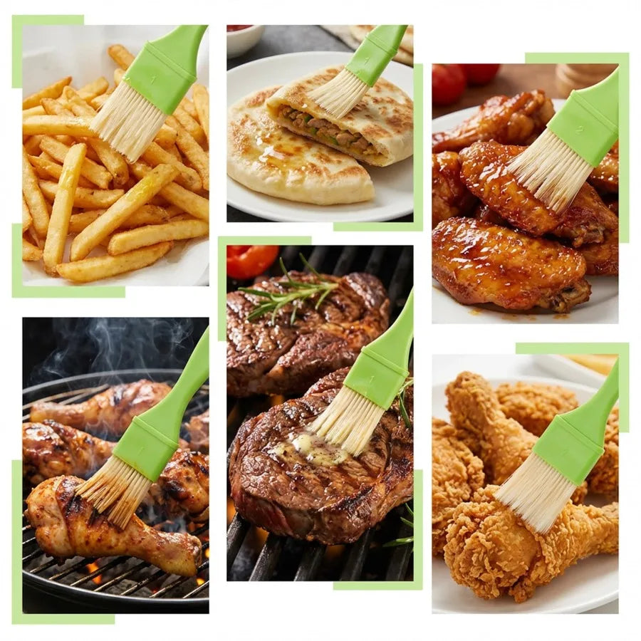 3pcs Oil Brush Kitchen Heat Resistant Baking Barbecue Pastry Tools Non-Shedding BBQ Grill Brush Multifunctional Basting Brush