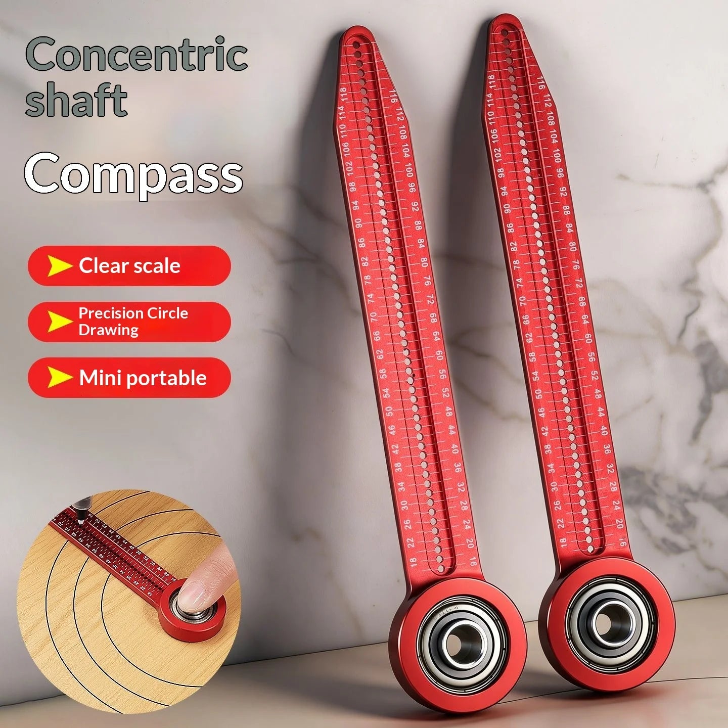 Woodworking Scribe Gauge Carpentry Circular Drawing Compass Carpentry Hole Ruler Precision Scribe Gauge Marking Measurement Tool