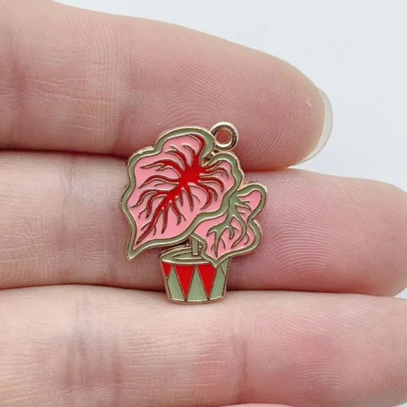 10pcs Women's Potted Plants Enamel Pendant Alloy Pendant DIY Earrings Necklace Jewelry