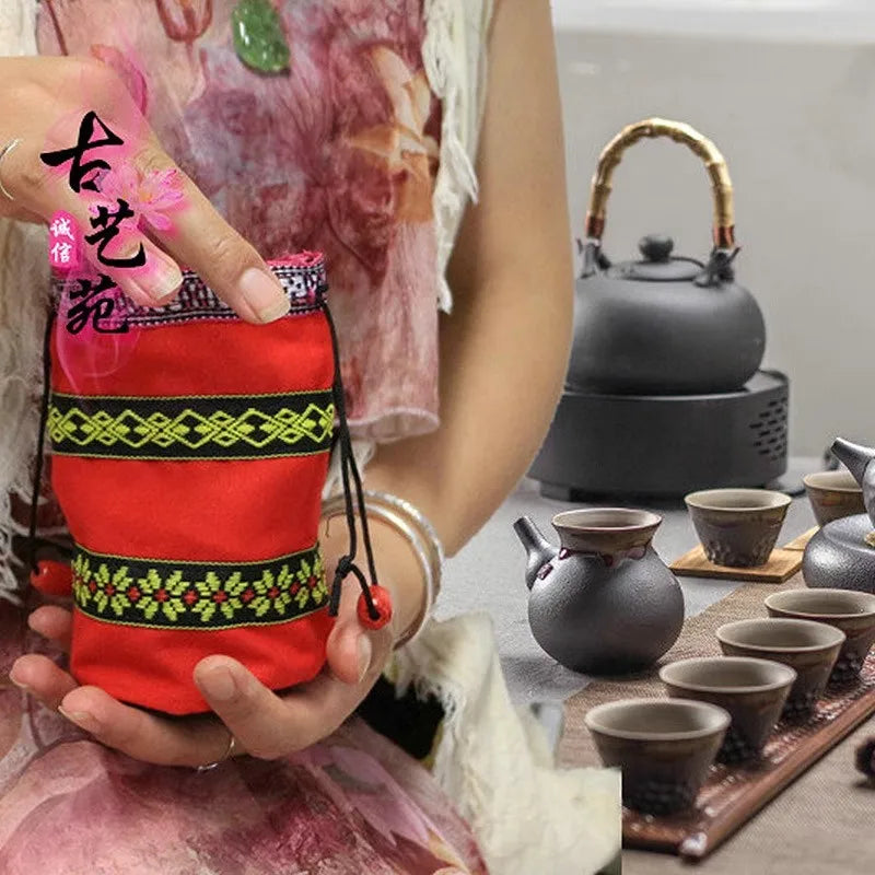 30PCS/Lot Yunnan Ethnic Characteristic Craft Pu'er Colorful Small Cloth Bag Pu er Small Tea Cotton Bags Portable Storage