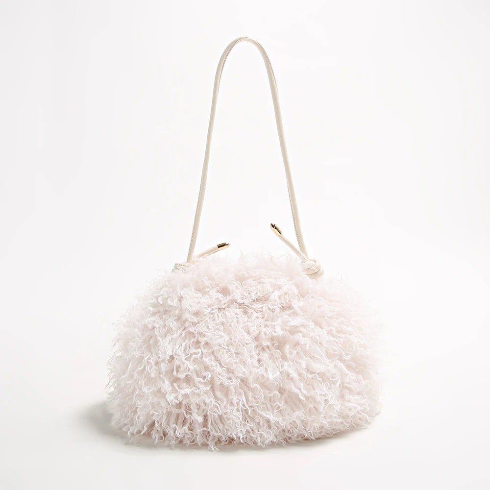 Fluffy Curly Faux Fur Cloud Bag Cute Soft Plush Purse for Women Casual Single Shoulder Crossbody Multi Color Daily Fashion Handb