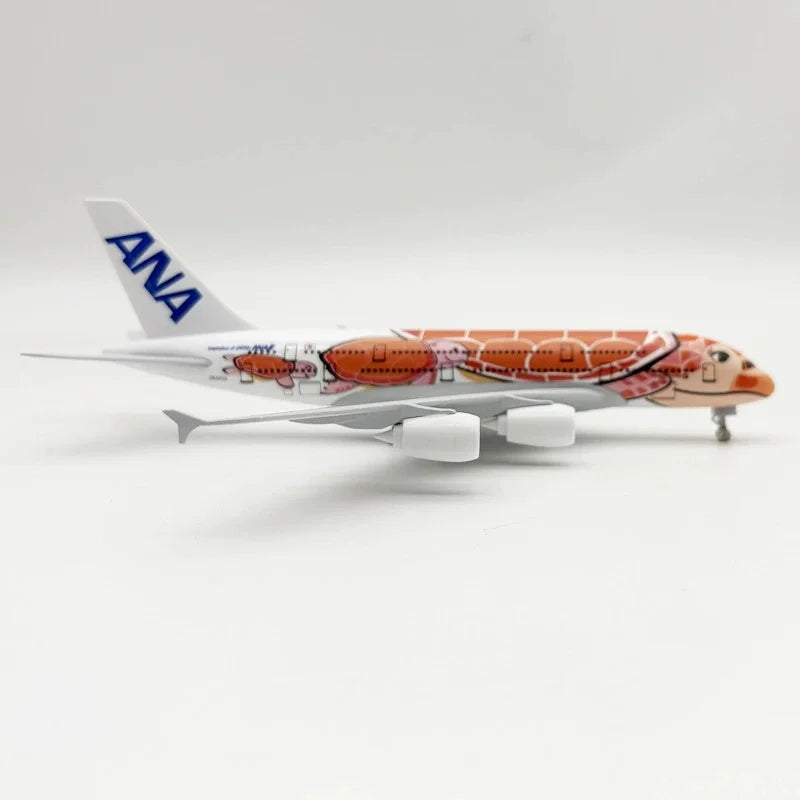 16/20CM A380 ANA Sea Turtle Metal Airplane Model Plane Toy with Display Stand for Adult Aviation Gifts Collection