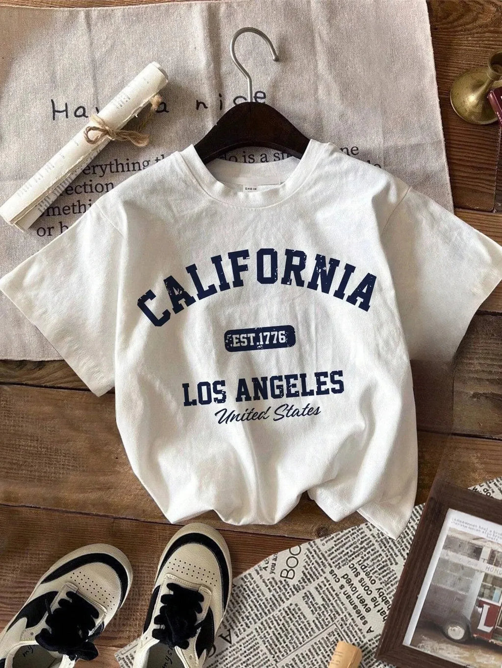 Summer Women California T-Shirt American Vintage O-Neck Tops Tees Fashion Los Angeles Clothing Female Casual Streetwear Top