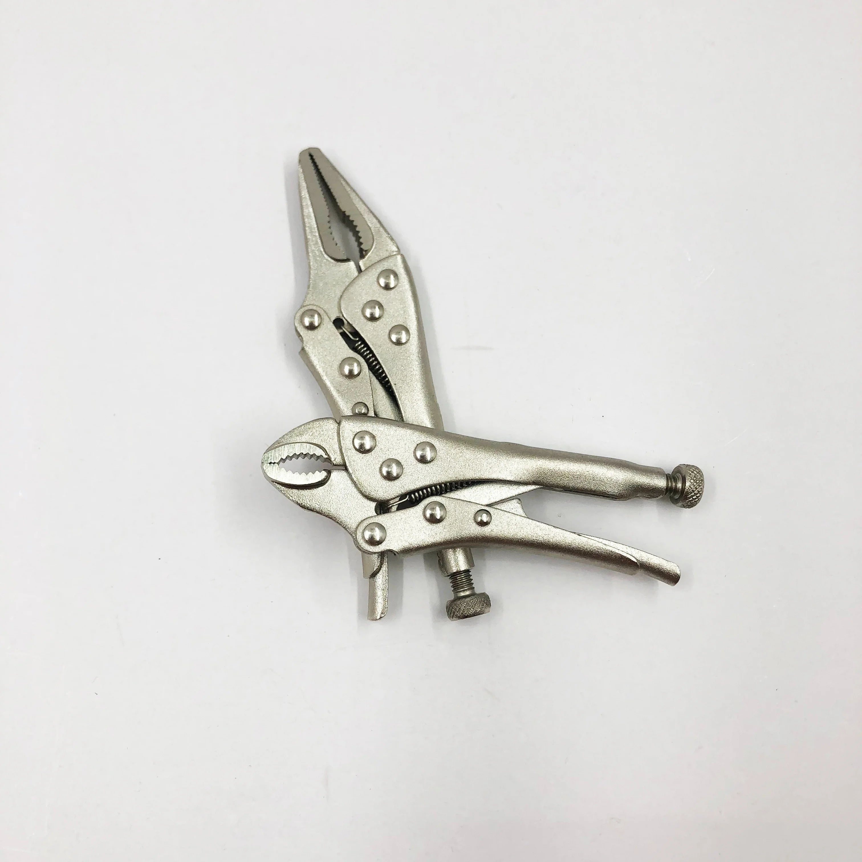 2Pcs/set Mini Vice Grip Style Locking Pliers 5" Long Nose and 4" Curve Jaw Labor-saving clamp welding clamp Home hand Tools
