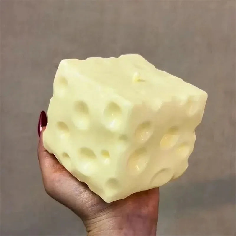 Cheese Cube Stress Ball Big Cheese Shapeable Squeeze Ball Non-Bounce Fidget Toy ASMR Sensory Anti-Stress Christmas Gift