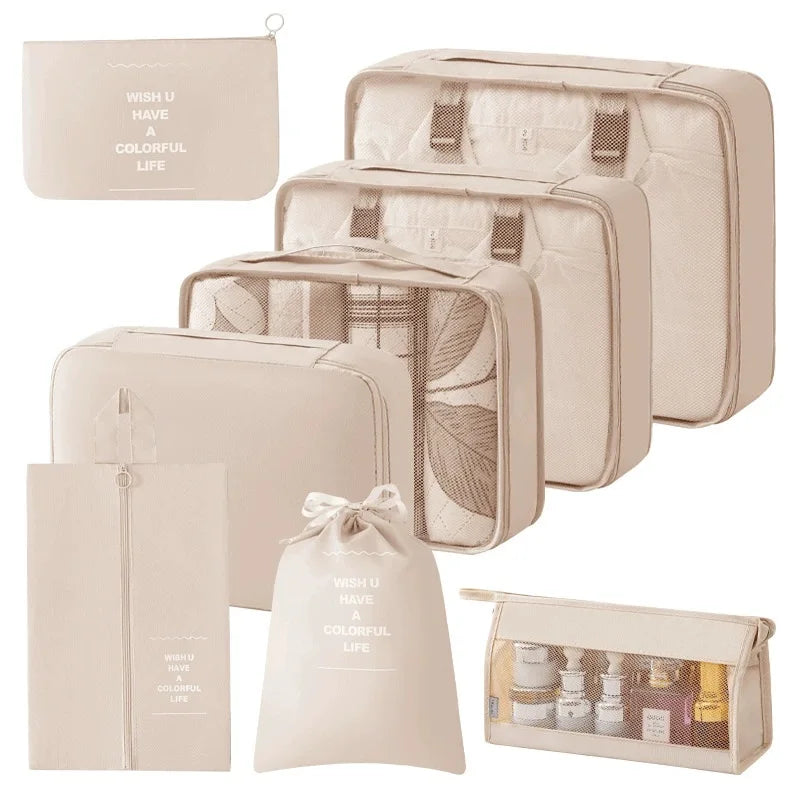 Travel Storage Bags Set 7/8/9/10-Piece Digital Toiletries Organizer Suitcase Packing Cubes for Clothes Shoes Clothes Tidy Pouch