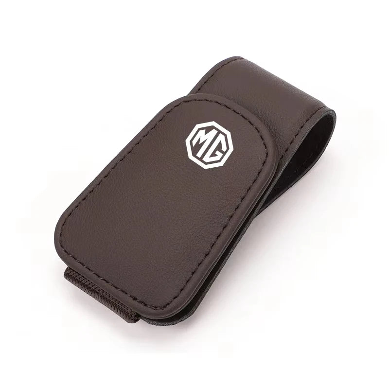 Leather Car Glasses Clip Sun Visor Credit Card Holder For MG ZS 5 7 6 Cyberster MG4 EV ES5 HS ONE GT GS MG3 EZS 3SW