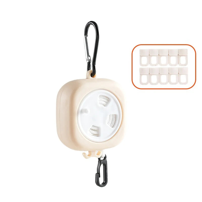 32ft Retractable Portable Clothesline with 10 Buckles, Multifunctional Clothes Line for Travel Camping Outdoor Use