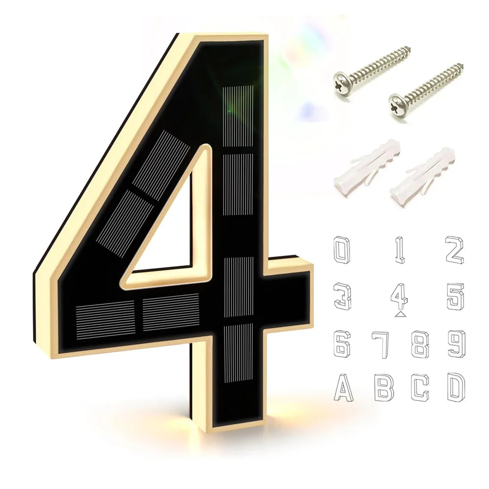 17CM Solar House Number Lights,House Sign Light Sensor, Address Sign Solar House Number Sign Led Address Number for Outdoor