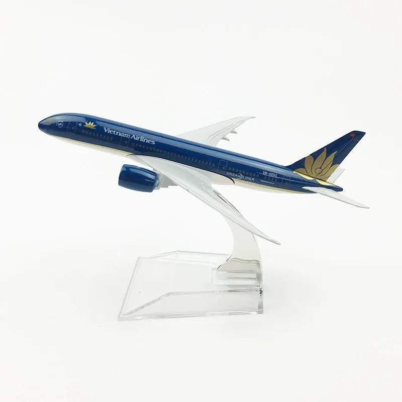 16cm Diecast Plane Model B787 Series Metal 1/400 Scale Airplane Toy Replica Miniature Aviation Collectible Aircraft For Display