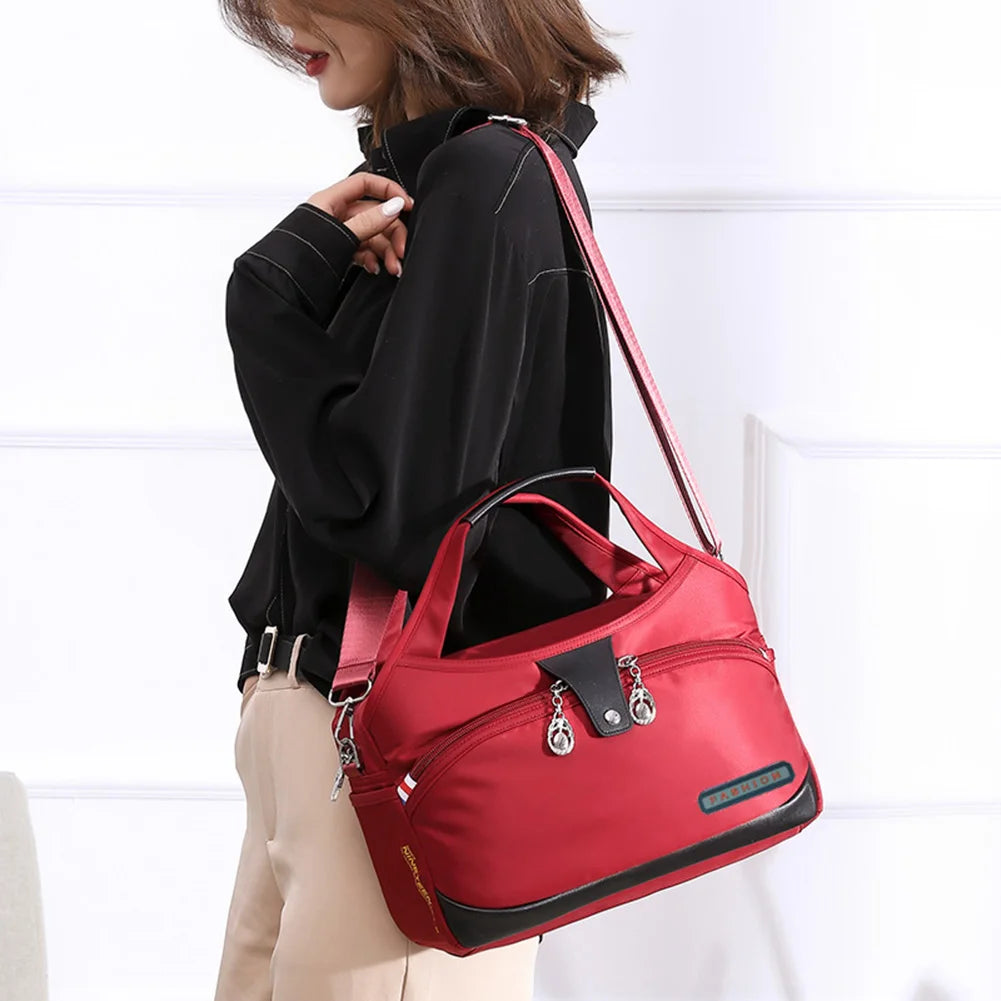 Women Shoulder Crossbody Bag Large-Capacity Oxford Cloth Sling Crossbody Bag Waterproof Anti-Theft Fashion Female Travel Shopper