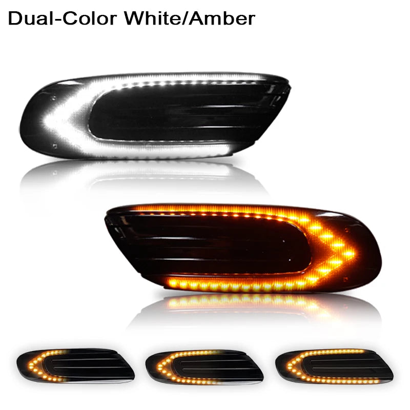 iJDM Dual-Color White/Amber Sequential Blink Fender Side Marker Light for MINI Cooper F55 F56 F57 Turn Signals/DRL/Parking Light