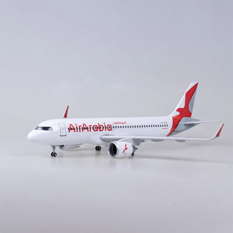 47cm Air Arabia A320 Airplane Model 1/80 Scale Resin Diecast Airplane Model  With Stand For Display Collection or Toy Plane Gift