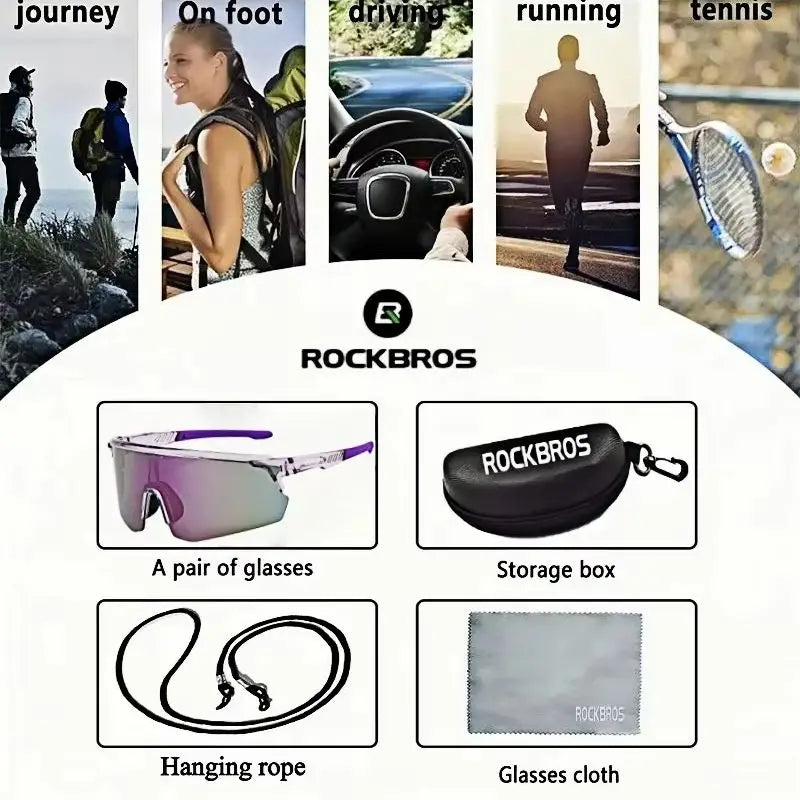 ROCKBROS New Large Lens Riding Windproof Sunglasses, Mountain Bike Glasses, Hiking Camping Fishing Mountaineering UV400 Goggles