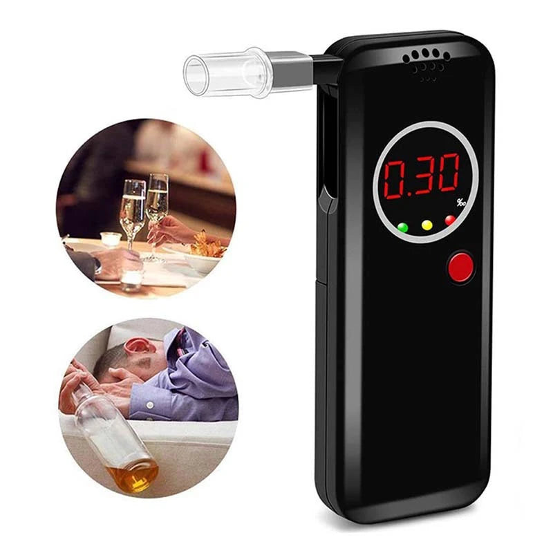 Breathalyzer Professional-grade Accuracy Alcohol Tester With Lcd Digital Display For Home And Party Use 6 Mouthpieces