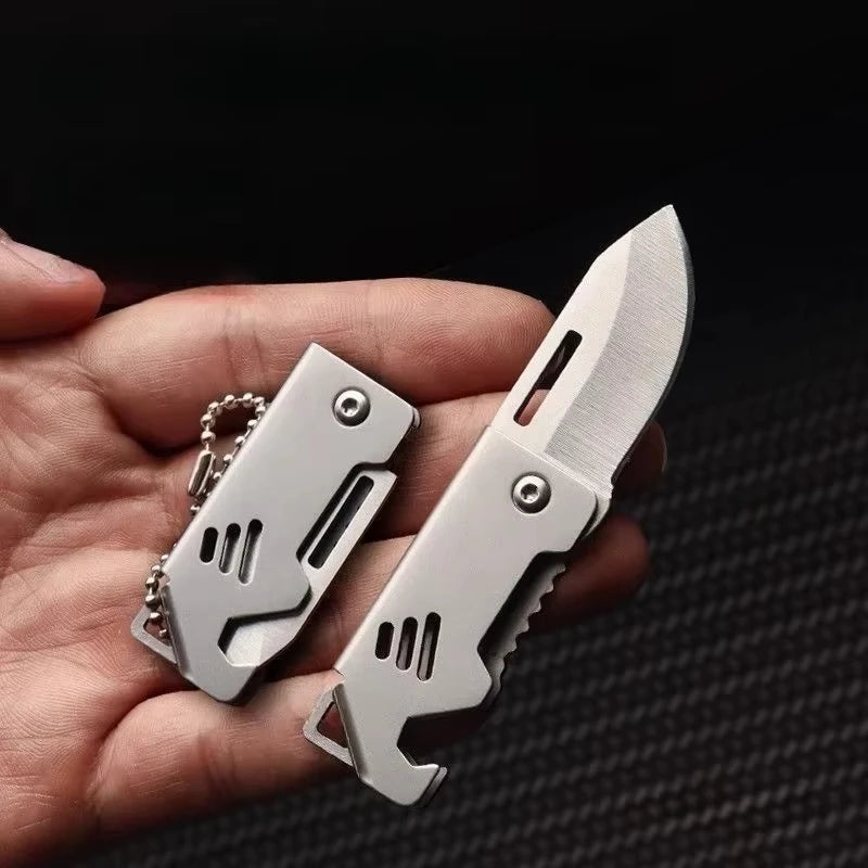 1PC Mini Folding Knife Steel Portable Camping Survival Knife Pocket Folding Knife Self-defense Keyknife Keychain Pendant