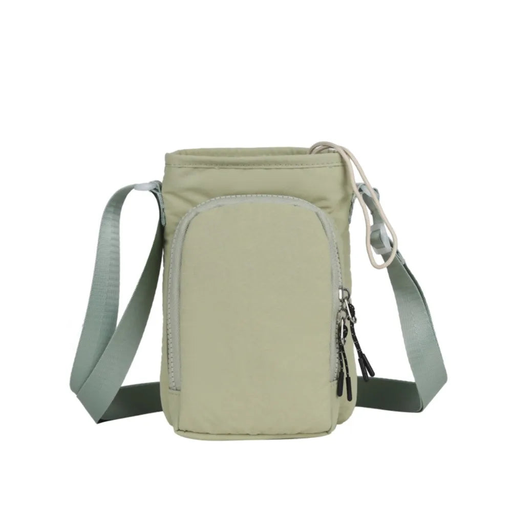 Shoulder Strap Water Bottle Carrier Bag Waterproof Front Pocket Water Bottle Holder Drawstring Open Top Handle