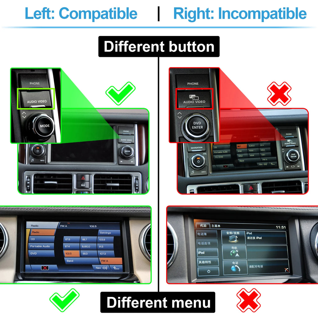 Wireless CarPlay & Android Auto Interface for Land Rover LR4 Discovery4 Range Rover Sport 2010-2012, Only Fit OEM DENSO Unit