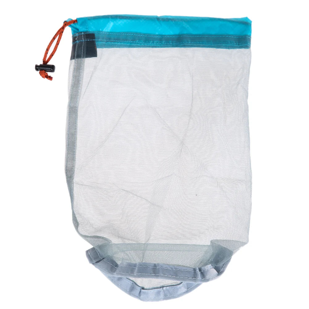 Outdoor Ultralight Mesh Storage Bag Breathable For Sports Camping Drawstring Storage Pack Hiking Travel Tools Compression Bags